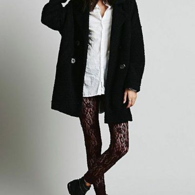 Free People Lazy Lace Sheer Floral Legging Black Size XS